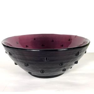 Vintage Blenko Glass Bowl Amethyst Purple Studded Brutalist